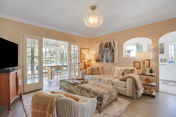 Chandelier, Interior, Living room, Wood Texture Flooring