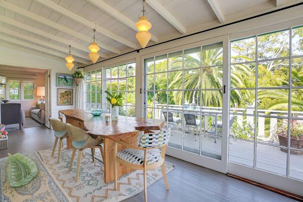 Dining room, Interior, Sun Room, Wood Texture Flooring