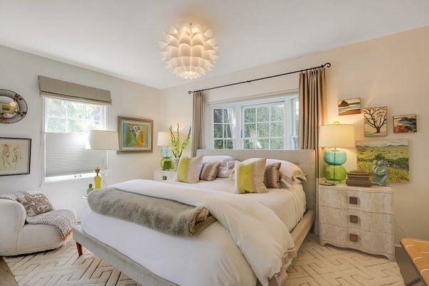 Bedroom, Chandelier, Interior, Wood Texture Flooring