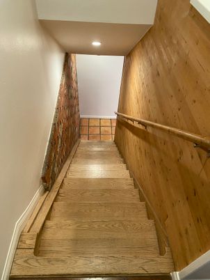 Interior, Recessed Lighting, Wood Texture Flooring, Wooden Walls