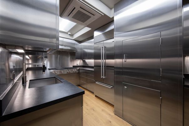 Interior, Kitchen, Stainless Steel Appliances, Wood Texture Flooring