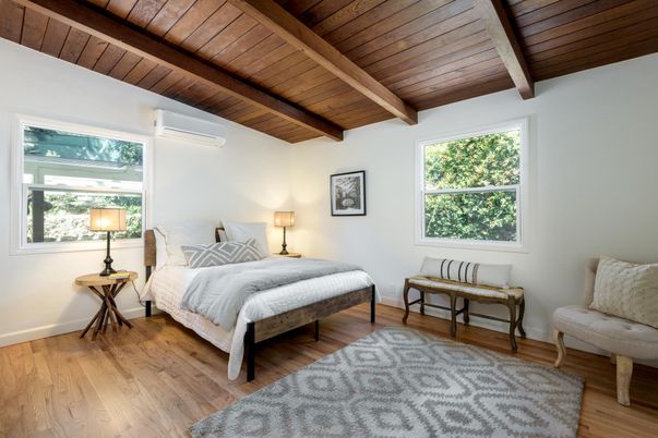 Bedroom, Interior, Wooden Beams, Wooden Ceilings, Wood Texture Flooring