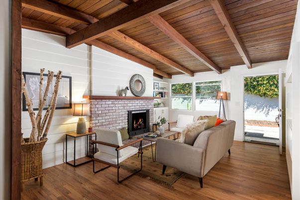 Fireplace, Interior, Living room, Stone Walls, Wooden Beams, Wooden Ceilings, Wood Texture Flooring