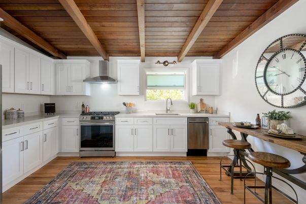 Interior, Kitchen, Stainless Steel Appliances, Wooden Beams, Wooden Ceilings, Wood Texture Flooring
