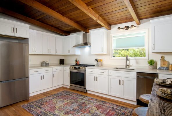 Interior, Kitchen, Stainless Steel Appliances, Wooden Beams, Wooden Ceilings, Wood Texture Flooring