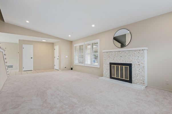 Empty room, Fireplace, Interior, Recessed Lighting