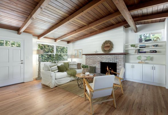 Fireplace, Interior, Living room, Wooden Beams, Wooden Ceilings, Wood Texture Flooring
