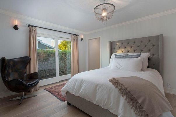 Bedroom, Interior, Pendant Lights, Wood Texture Flooring
