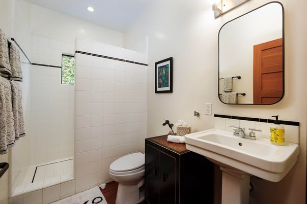 Bathroom, Glass Shower, Interior, Recessed Lighting