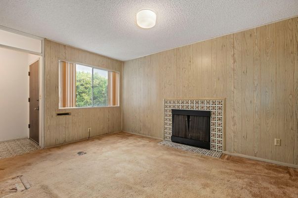 Empty room, Fireplace, Interior, Wooden Walls