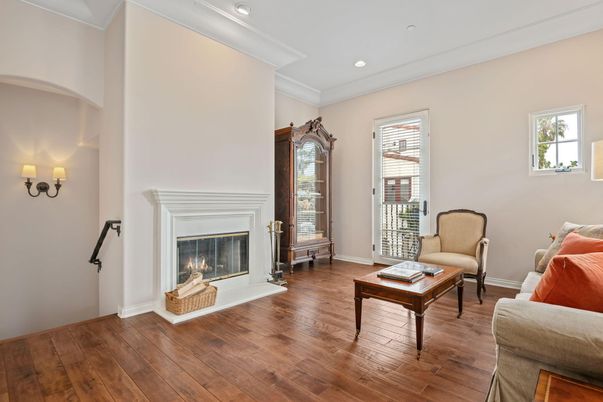 Fireplace, Interior, Recessed Lighting, Wood Texture Flooring