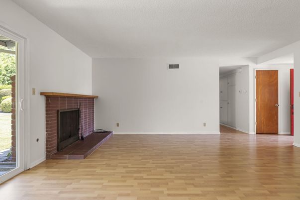 Empty room, Fireplace, Interior, Wood Texture Flooring