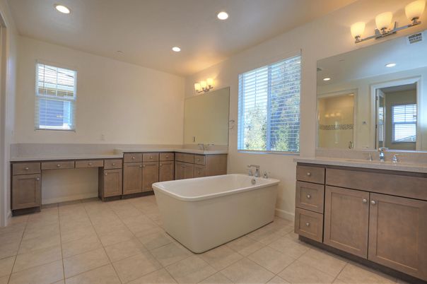 Bathroom, Dual Sink Vanities, Free Standing Baths, Interior, Recessed Lighting