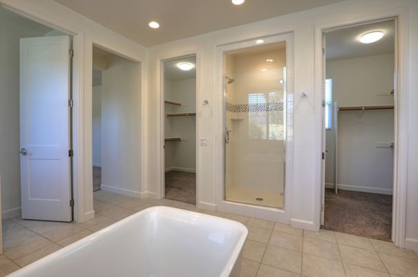 Bathroom, Glass Shower, Interior, Recessed Lighting, Walk-in Closets