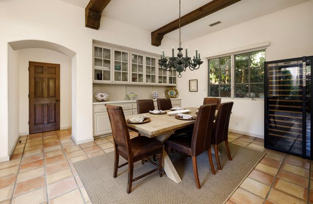 Chandelier, Dining room, Interior, Wooden Beams