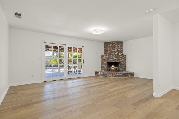 Empty room, Fireplace, Interior, Wood Texture Flooring