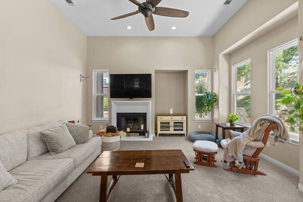 Fireplace, Interior, Living room, Recessed Lighting