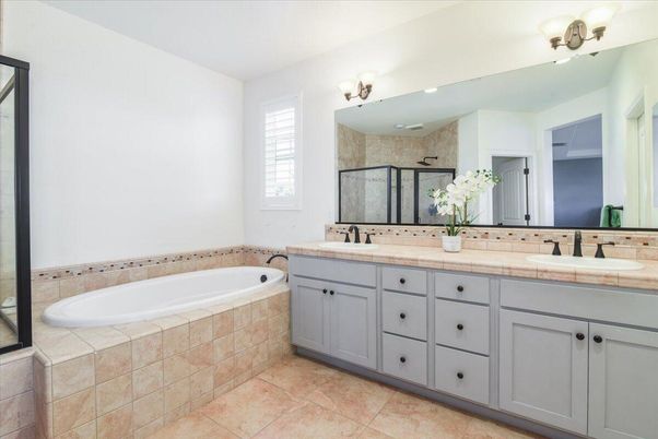 Bathroom, Dual Sink Vanities, Interior, Tile Countertops