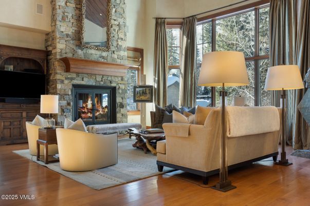 Fireplace, Interior, Living room, Stone Walls, Wood Texture Flooring