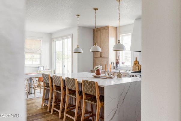 Interior, Kitchen, Pendant Lights, Wood Texture Flooring
