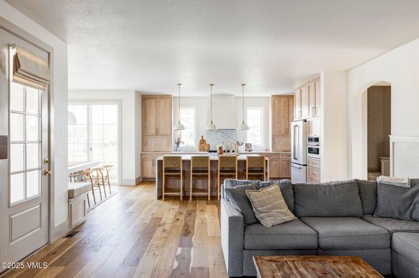 Interior, Kitchen, Living room, Pendant Lights, Stainless Steel Appliances, Wood Texture Flooring