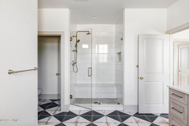 Bathroom, Glass Shower, Interior, Recessed Lighting