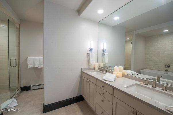 Bathroom, Dual Sink Vanities, Glass Shower, Interior, Recessed Lighting