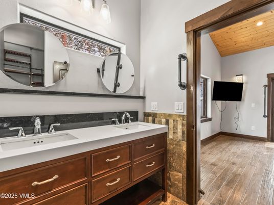 Bathroom, Dual Sink Vanities, Interior, Wood Texture Flooring