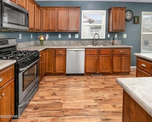 Interior, Kitchen, Stainless Steel Appliances, Wood Texture Flooring