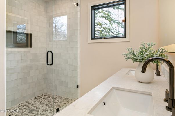 Bathroom, Glass Shower, Interior, Stone Walls