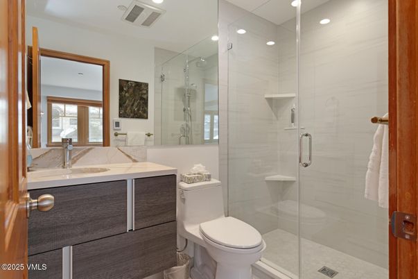 Bathroom, Glass Shower, Interior, Recessed Lighting