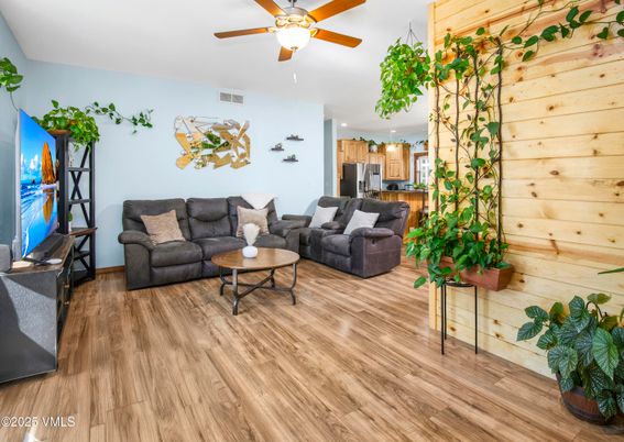 Interior, Kitchen, Living room, Recessed Lighting, Stainless Steel Appliances, Wood Texture Flooring