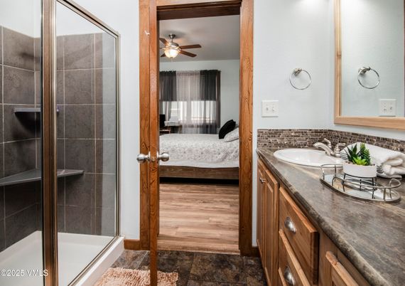 Bathroom, Bedroom, Glass Shower, Interior, Wood Texture Flooring