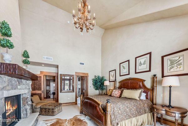 Bedroom, Chandelier, Fireplace, Interior, Recessed Lighting
