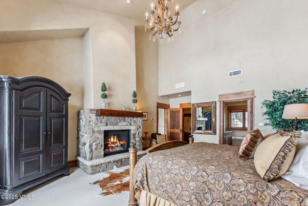 Bedroom, Chandelier, Fireplace, Interior, Recessed Lighting