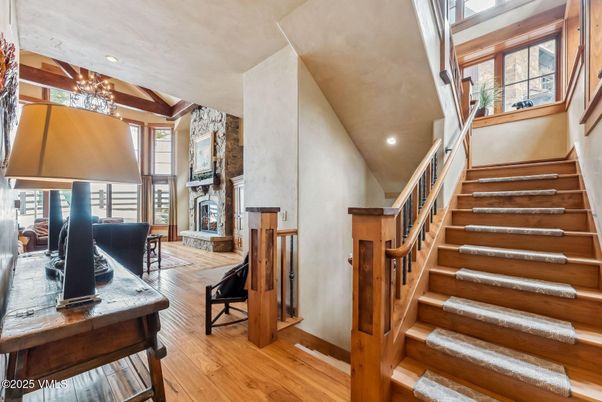 Fireplace, Interior, Recessed Lighting, Wood Texture Flooring