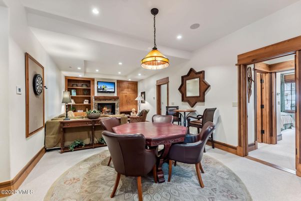 Dining room, Fireplace, Interior, Living room, Pendant Lights, Recessed Lighting