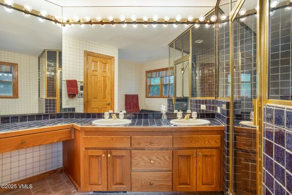 Bathroom, Dual Sink Vanities, Glass Shower, Interior, Tile Countertops