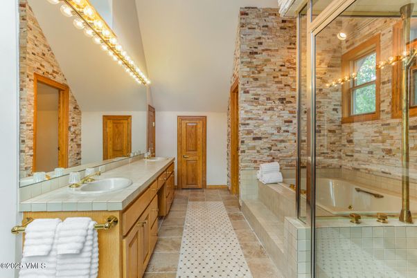 Bathroom, Dual Sink Vanities, Glass Shower, Interior, Tile Countertops