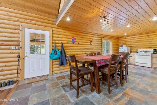 Dining room, Interior, Recessed Lighting, Wooden Ceilings, Wooden Walls