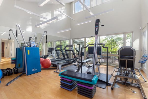 Fitness Equipment, Gym, Interior, Wood Texture Flooring