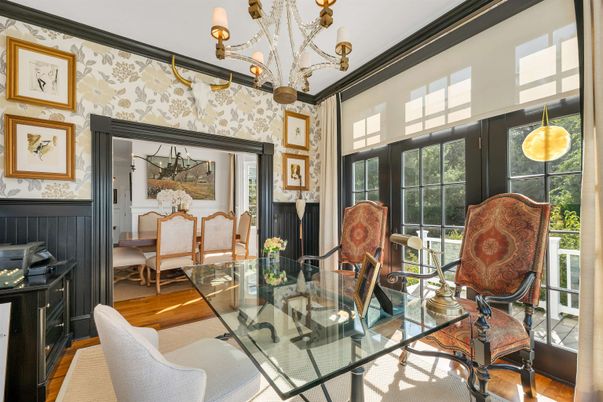 Chandelier, Dining room, Interior, Wood Texture Flooring