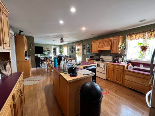 Interior, Kitchen, Recessed Lighting, Wood Texture Flooring