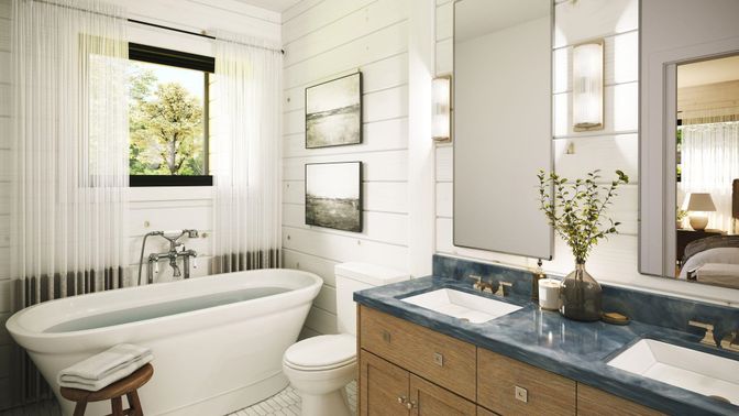 Bathroom, Dual Sink Vanities, Free Standing Baths, Interior