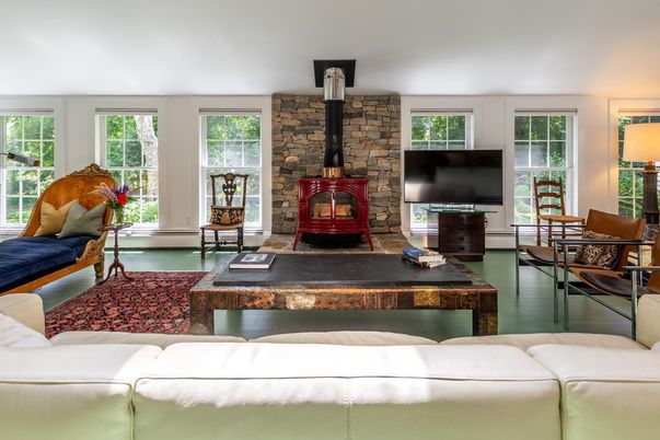 Fireplace, Interior, Living room, Stone Walls