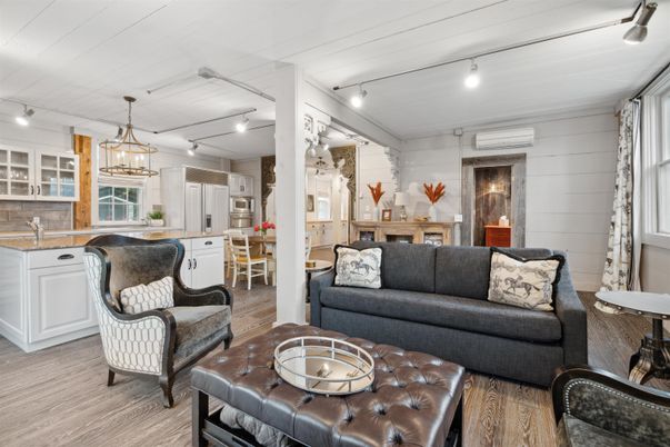 Dining room, Interior, Kitchen, Living room, Pendant Lights, Wood Texture Flooring