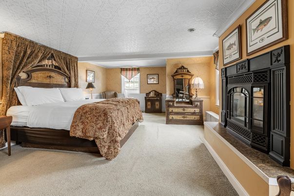 Bedroom, Fireplace, Interior