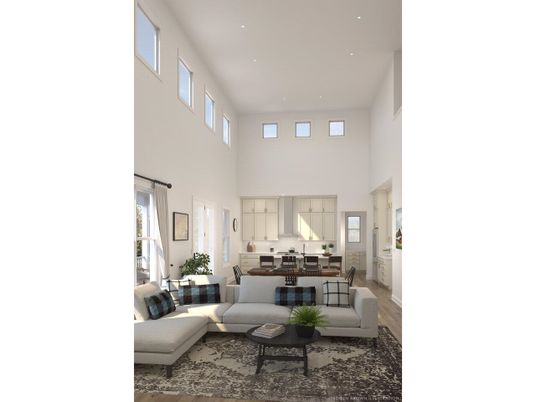 Interior, Kitchen, Living room, Recessed Lighting, Wood Texture Flooring