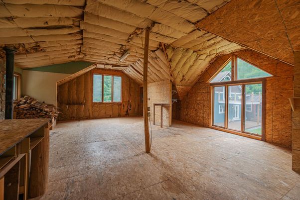 Empty room, Interior, Stone Walls, Wooden Beams, Wooden Ceilings, Wooden Walls