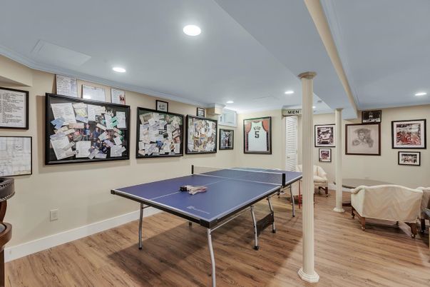 Game Room, Interior, Recessed Lighting, Wood Texture Flooring